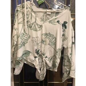 NWT Soho New York & Company Jeans Womens green Long Sleeve Blouse Top Size XS